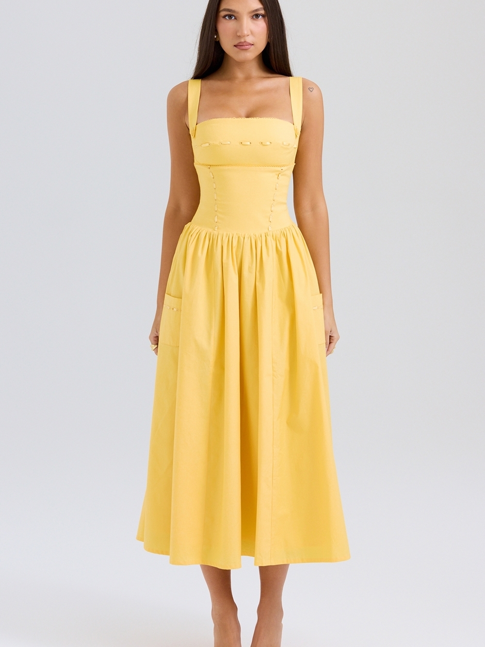 House of CB Vivien Yellow Midi Dress